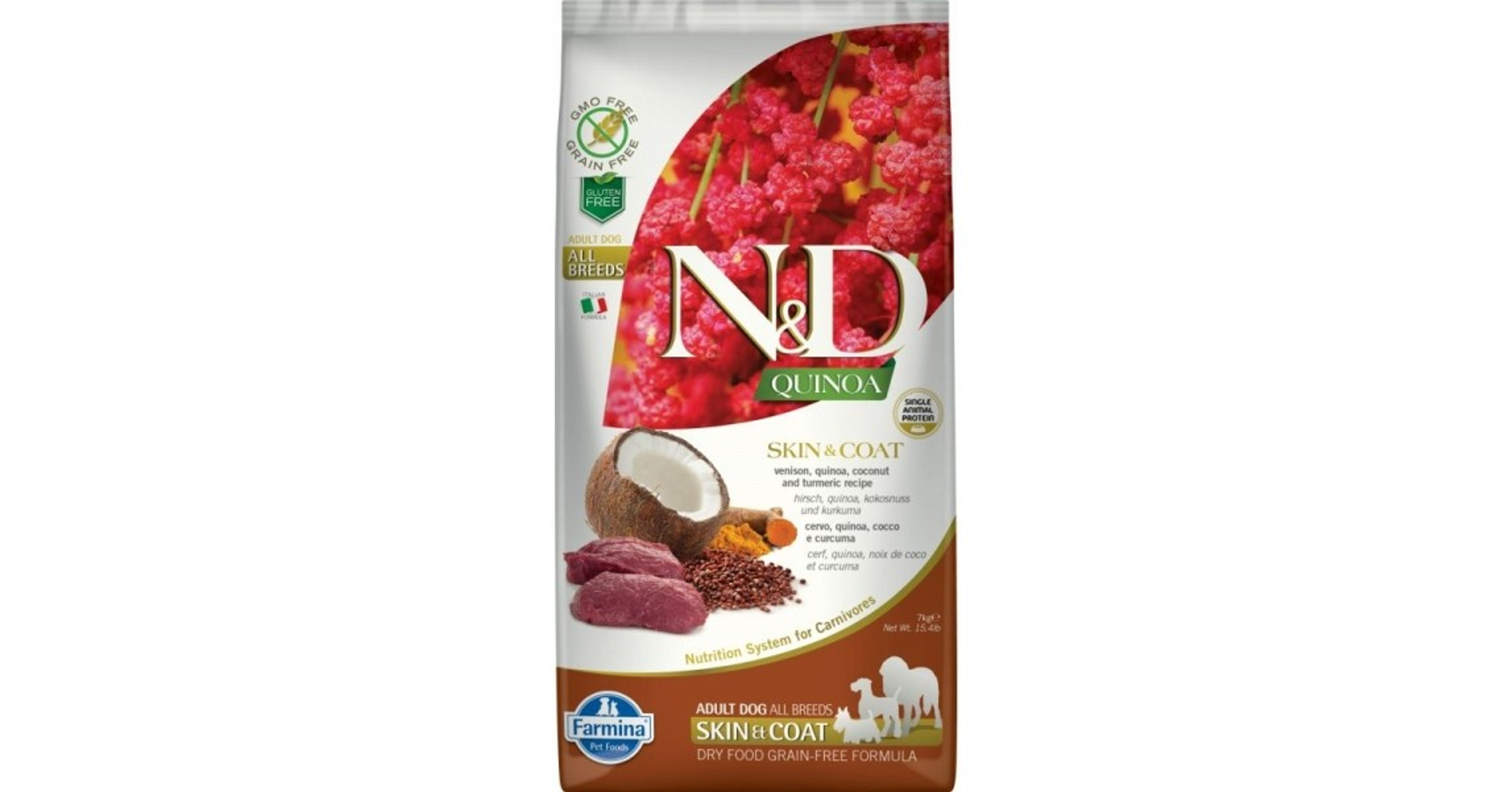 N&D Quinoa digestion 1,5kg. Беззерновой Фармина отличия для крупных и мелких пород. Купить фармина для кошек беззерновой