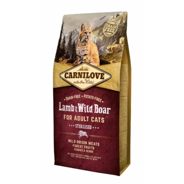 Carnilove Cat Adult Lamb &amp; Wild Boar Sterilised-  Bárány &amp; Vaddisznó Hússal 6kg