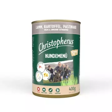 Christopherus Dog konzerv menü Junior bárány, burgonya, paszternák 400g