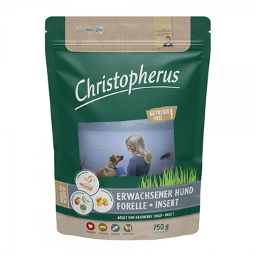Christopherus Dog Adult Grain Free Pisztráng és rovar Small&amp;medium 750g