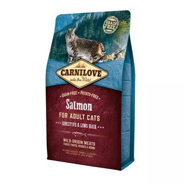 Carnilove Cat Adult Salmon Sensitive &amp; Long Hair-  Lazac Hússal 2kg