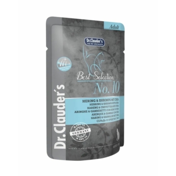 Dr.Clauders Cat Best Selection No10 Alutasak Hering&garnéla chia maggal 85g – konzerves macskaeledel