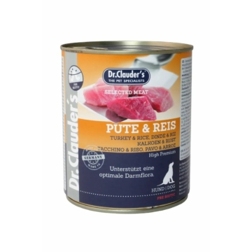 Dr.Clauders Dog Selected Meat Pulykás és rizses konzerv 800g – konzerves kutyaeledel