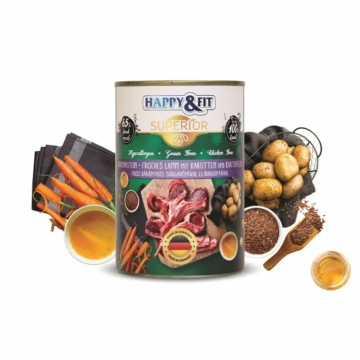 Happy&amp;Fit Superior Dog Konzerv Friss Bárányhús S.répával, burgonyával 400g