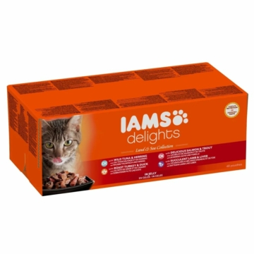Iams Cat Delights Land&sea Multipack Aszpikban nedves macskatáp 48x85g – konzerves macskaeledel