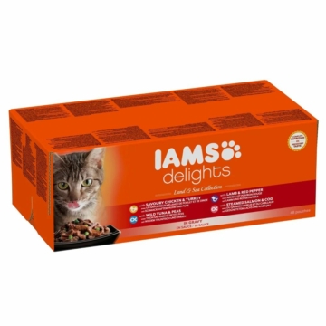 Iams Cat Delights Land&sea Multipack Szószban nedves macskatáp 48x85g – konzerves macskaeledel