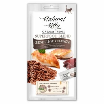Natural Kitty Folyékony Jutalomfalat Csirke, Csirkemáj Lenmaggal 4x12g – jutalomfalat kutyáknak