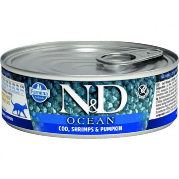 N&amp;D Cat Ocean konzerv tőkehal&amp;garnélarák sütőtökkel 70g