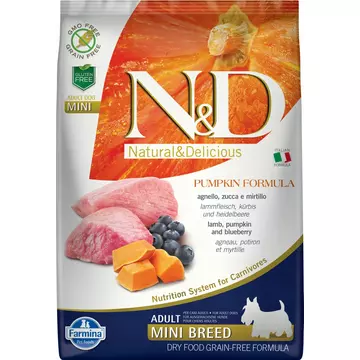 N&amp;D Dog Grain Free bárány&amp;áfonya sütőtökkel adult mini 7kg