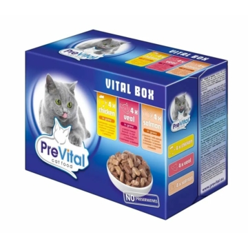 PreVital Alutasakos Macskaeledel 12x100g Multipack Vegyes Íz – konzerves macskaeledel