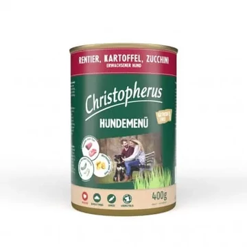 Christopherus Dog konzerv menü rénszarvas, burgonya, cukkini 400g