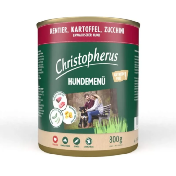 Christopherus Dog konzerv menü rénszarvas, burgonya, cukkini 800g