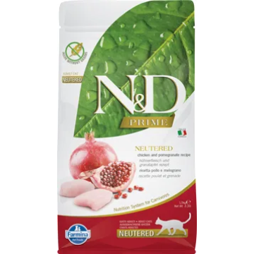 N&amp;D Cat Prime csirke&amp;gránátalma adult ivartalanított 1,5kg