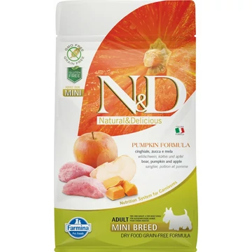 N&amp;D Dog Grain Free vaddisznó&amp;alma sütőtökkel adult mini 800g