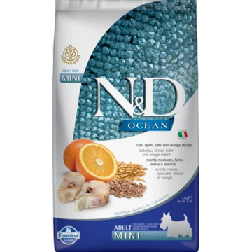 N&amp;D Dog Ocean tőkehal, tönköly, zab&amp;narancs adult mini 2,5kg