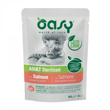 Oasy Cat Alutasakos Chunks in Gravy Adult Sterilized Salmon 85g