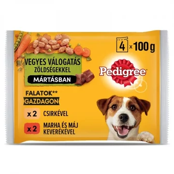 Pedigree Alutasakos 4-Pack Adult Csirke & zöldség, Marha & zöldség 100g