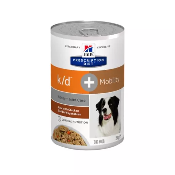 Hills Prescription Diet  Canine K/D + Mobility 354 g - krónikus vesebetegség és izületi támogatás