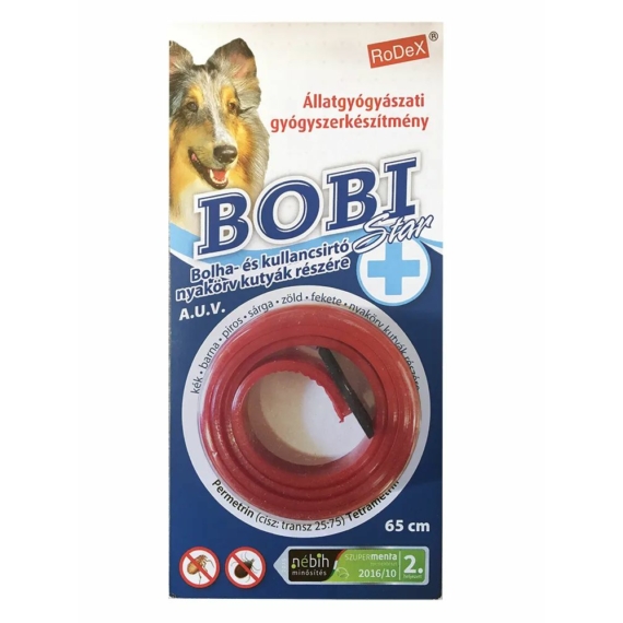 Bobi Kutya Bolhairtó Nyakörv Piros 65cm