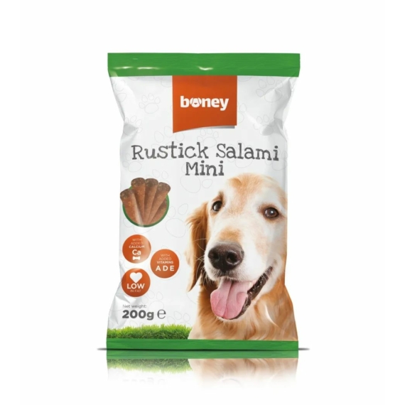 Boney Jutalomfalat Rustick Salami Mini 200g – jutalomfalat kutyáknak