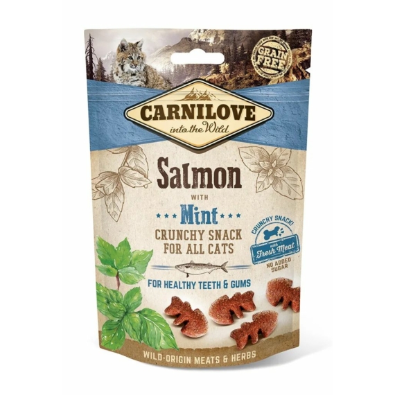 Carnilove Cat Crunchy Snack Salmon & Mint-  Lazac  Hússal és Mentával 50g – jutalomfalat kutyáknak