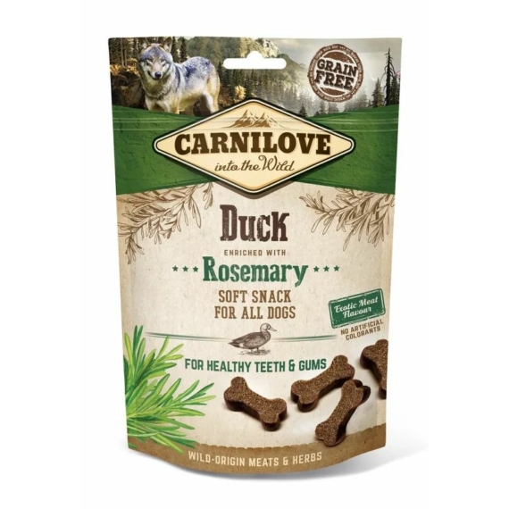 Carnilove Dog Semi Moist Snack kacsa rozmaringgal 200g – jutalomfalat kutyáknak