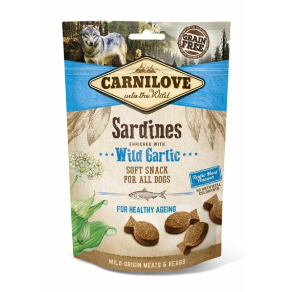 Carnilove Dog Semi Moist Snack Sardinia & Garlic-  Szardínia Hússal és Fokhagymával 200g – jutalomfalat kutyáknak