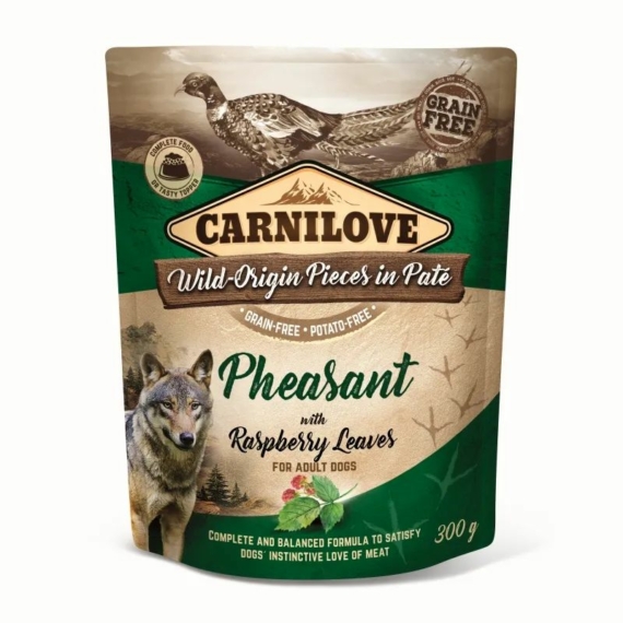Carnilove Dog tasakos Paté Pheasant with Raspberry Leaves - Fácán málnalevéllel 300g HU – konzerves kutyaeledel