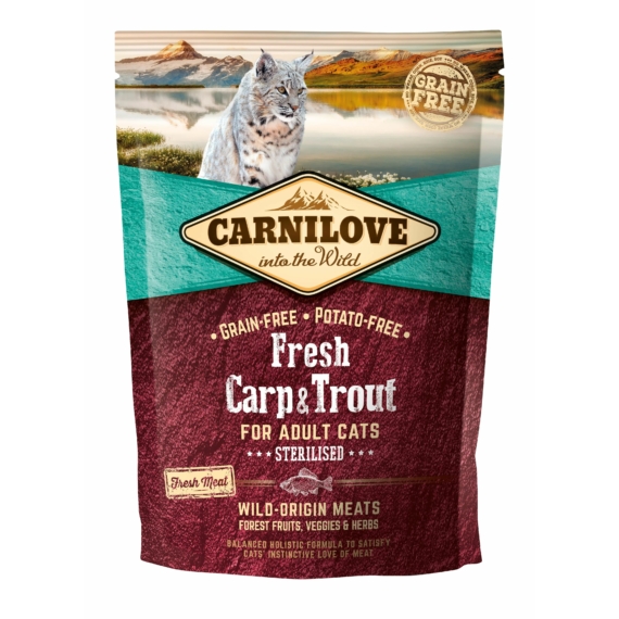 Carnilove Fresh Adult Cat Carp&Trout Sterilised - Ponty és Pisztráng Hússal 400g – száraz macskatáp