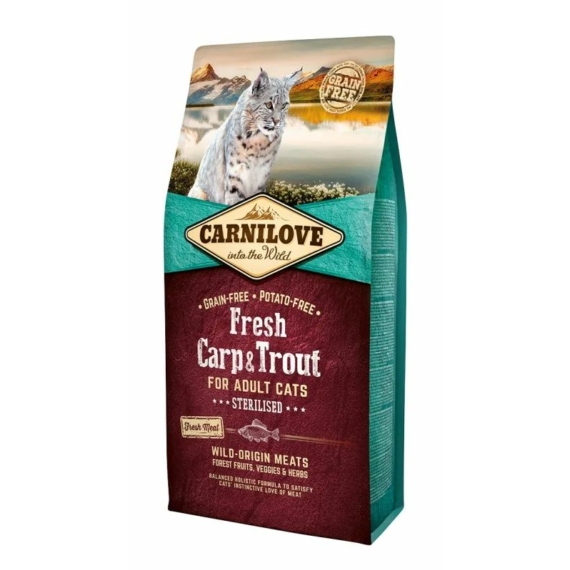 Carnilove Fresh Adult Cat Carp&Trout Sterilised - Ponty és Pisztráng Hússal 6kg – száraz macskatáp