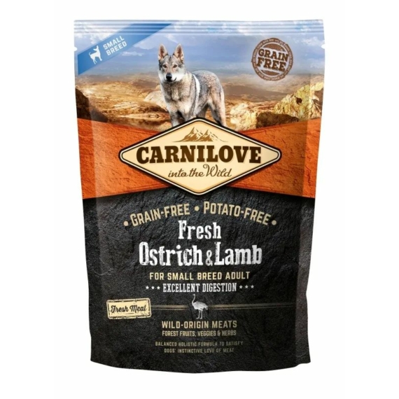 Carnilove Fresh Adult Dog Small Ostrich & Lamb Excellent Digestion- Strucc és Bárány Hússal 1,5kg – száraz kutyatáp