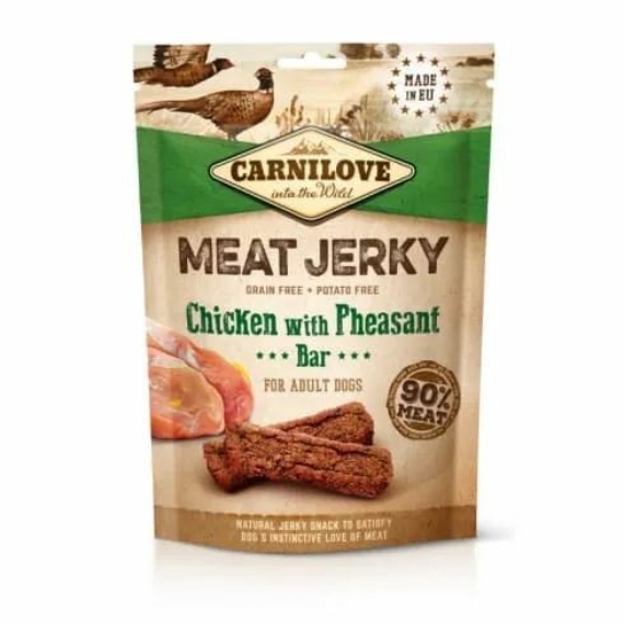 Carnilove Jerky Snack Chicken with Pheasant Bar - csirke&fácán 100g – jutalomfalat kutyáknak