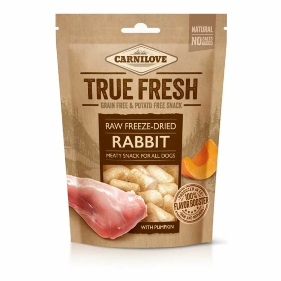 Carnilove True Fresh Raw freeze-dried snack Rabbit with pumpkin-nyúl sütőtökkel 40g – jutalomfalat kutyáknak