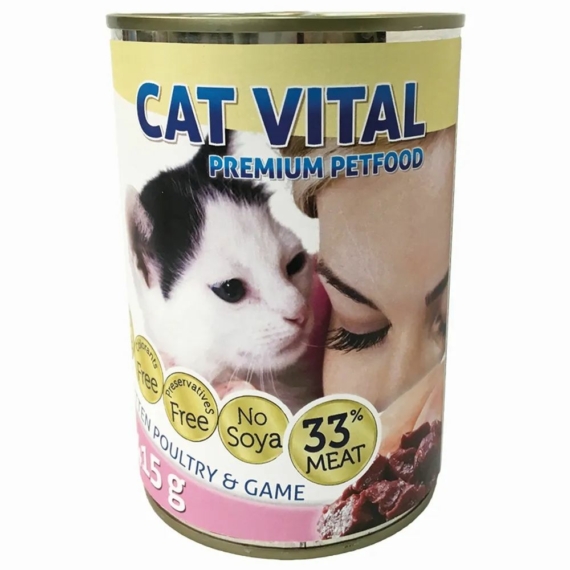 Cat Vital Kitten konzerv baromfi+vad 415gr – konzerves macskaeledel