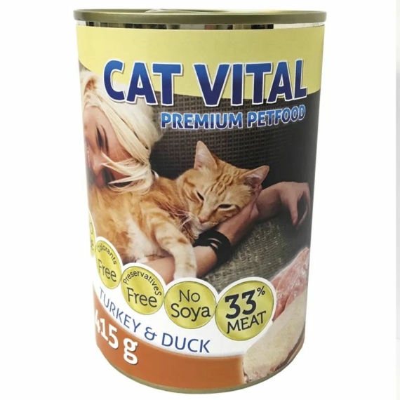 Cat Vital konzerv kacsa+pulyka 415gr – konzerves macskaeledel