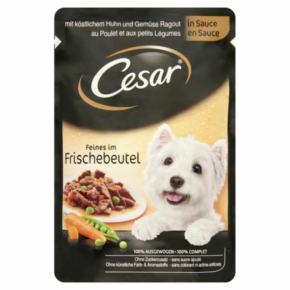 Cesar alutasak ízletes csirke és zöldség ragu 100gr – konzerves kutyaeledel