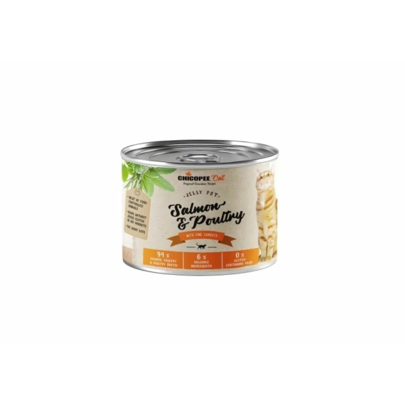 Chicopee konzerv Cat Adult Jelly lazac és szárnyas 195g – konzerves macskaeledel