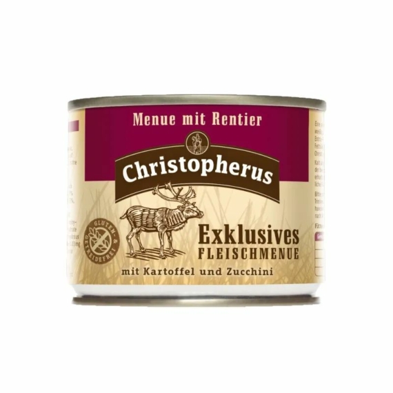 Christopherus Dog konzerv Adult Exclusive húsmenü rénszarvassal 200g – konzerves kutyaeledel