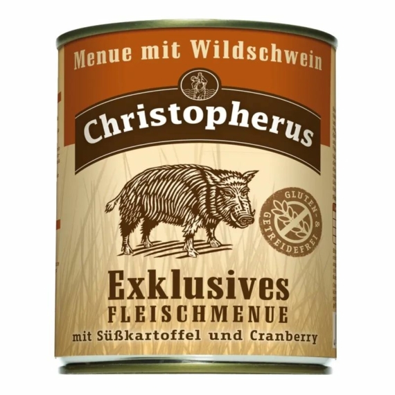 Christopherus Dog konzerv Adult Exclusive húsmenü vaddisznóval 800g – konzerves kutyaeledel