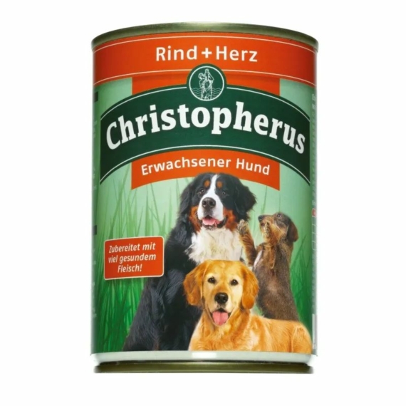 Christopherus Dog konzerv Adult Marha és szív 400g – konzerves kutyaeledel