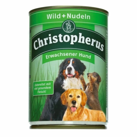 Christopherus Dog konzerv Adult Vadhús és tészta 400g – konzerves kutyaeledel