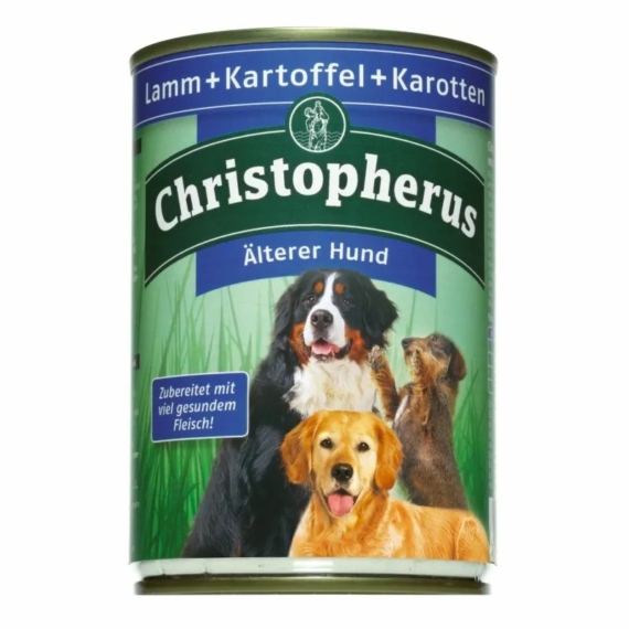 Christopherus Dog konzerv Senior Bárány, burgonya és sárgarépa 400g – konzerves kutyaeledel