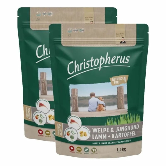 Christopherus Dog Puppy&Junior Grainfree Bárány és burgonya 1,5kg – száraz kutyatáp