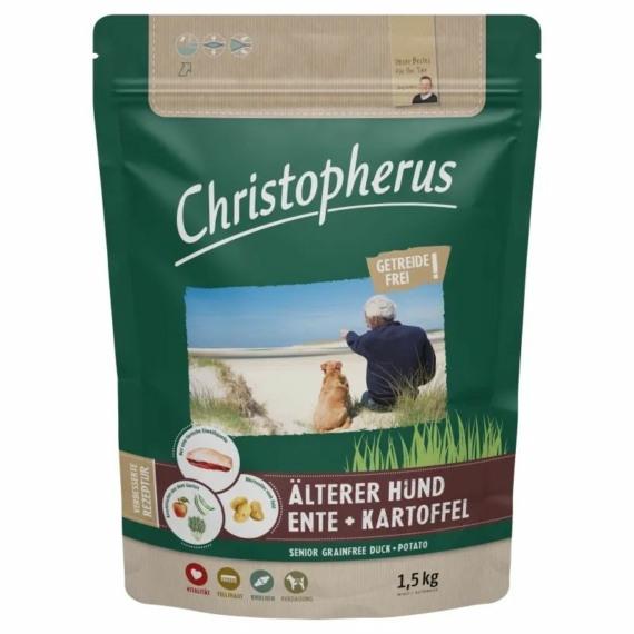 Christopherus Dog Senior Grainfree Kacsa és burgonya 1,5kg – száraz kutyatáp