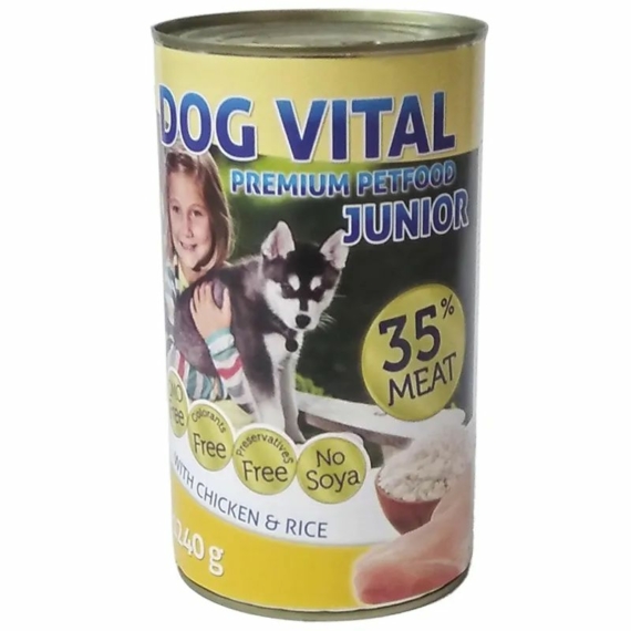 Dog Vital Junior konzerv chicken&rice 1240gr – konzerves kutyaeledel