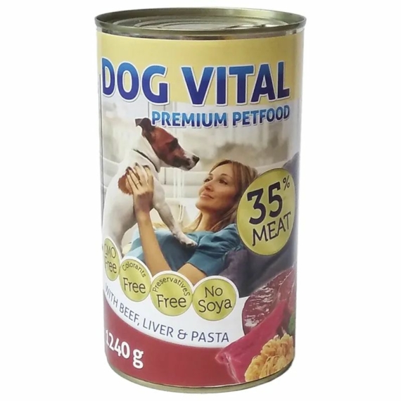 Dog Vital konzerv Beef, Liver&Patsa 1240gr – konzerves kutyaeledel