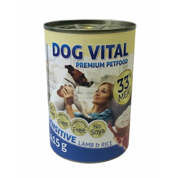 Dog Vital konzerv sensitive lamb&rice 415gr – konzerves kutyaeledel