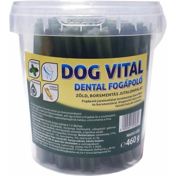 Dog Vital Vödrös Jutalomfalat Dental Fogápoló / Borsmentával És Klorofillal 460g – jutalomfalat kutyáknak
