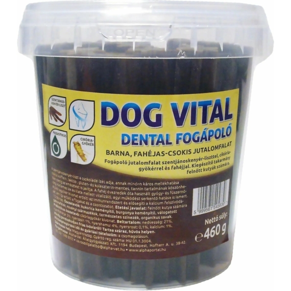 Dog Vital Vödrös Jutalomfalat Dental Fogápoló / Fahéjas-Csokis 460g – jutalomfalat kutyáknak