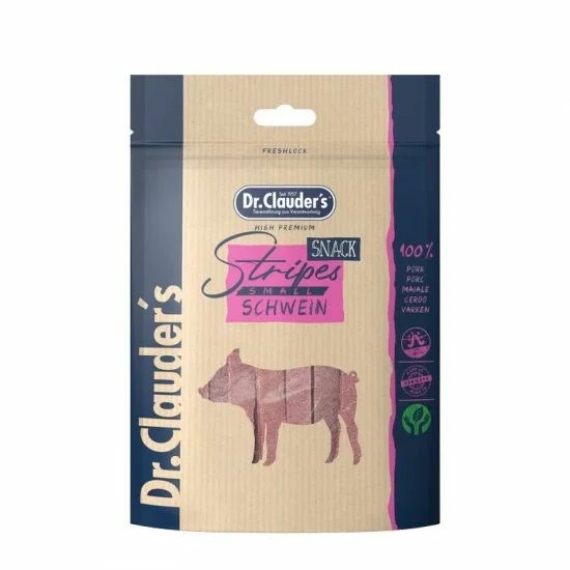 Dr.Clauders Dog Jutalomfalat Stripes Small Sertéshús csíkok 80g – jutalomfalat kutyáknak